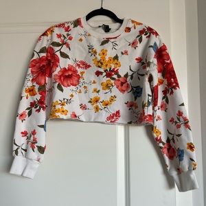 Cropped floral sweater size small